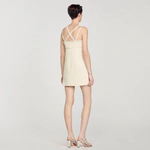 Vestidos<Sandro Paris Vestido Corto Con Detalle De Perlas