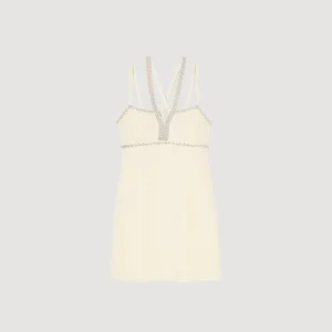 Vestidos<Sandro Paris Vestido Corto Con Detalle De Perlas