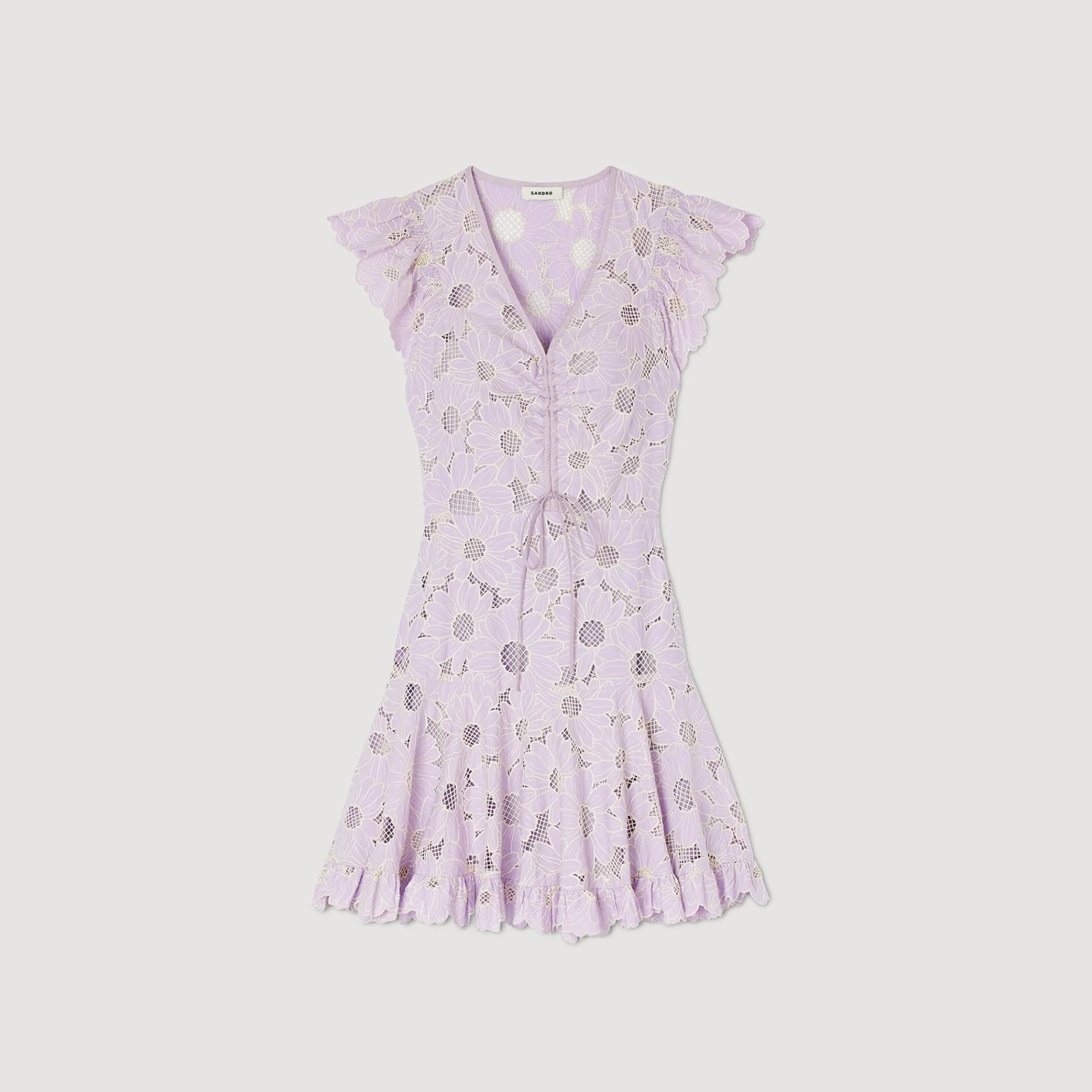 vestido_corto_de_guipur_con_margaritas_5-1.webp Vestidos<Sandro Paris Vestido Corto De Guipur Con Margaritas