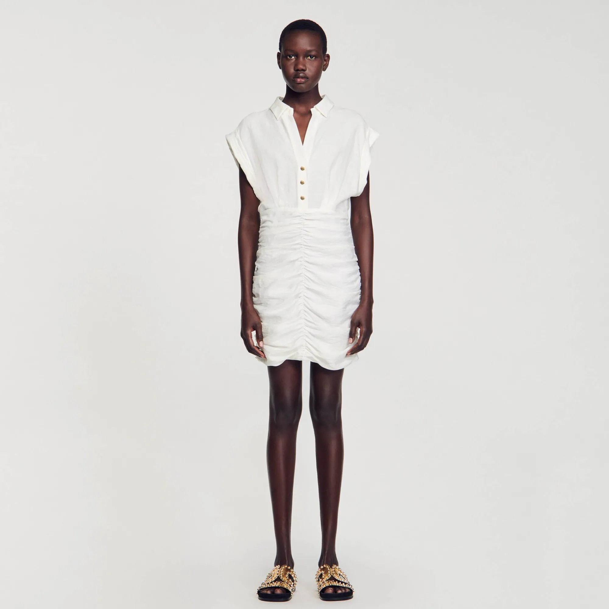 vestido_corto_drapeado_1.webp Vestidos<Sandro Paris Vestido Corto Drapeado