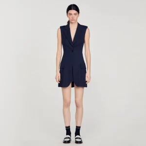 Vestidos<Sandro Paris Vestido Corto Plisado De Traje