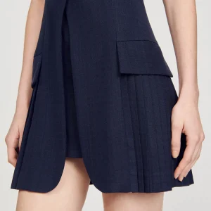 Vestidos<Sandro Paris Vestido Corto Plisado De Traje