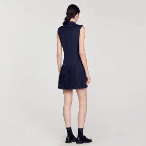Vestidos<Sandro Paris Vestido Corto Plisado De Traje