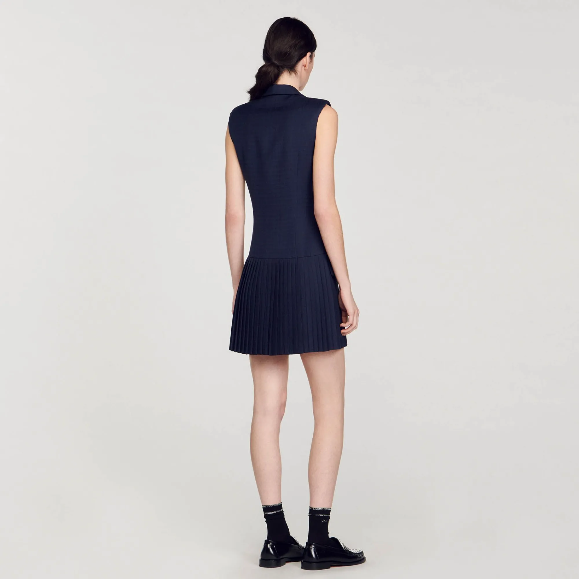 vestido_corto_plisado_de_traje_4.webp Vestidos<Sandro Paris Vestido Corto Plisado De Traje