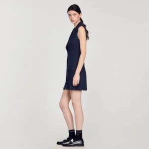 Vestidos<Sandro Paris Vestido Corto Plisado De Traje