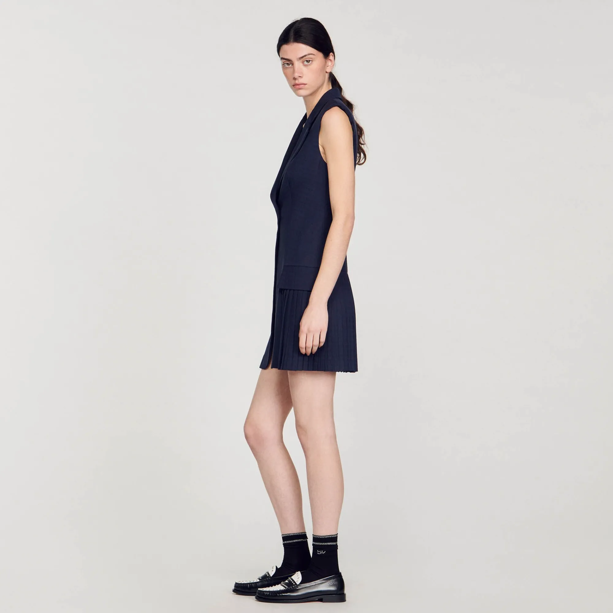 vestido_corto_plisado_de_traje_5.webp Vestidos<Sandro Paris Vestido Corto Plisado De Traje