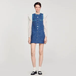 Vestidos<Sandro Paris Vestido Corto Trapecio De Tweed