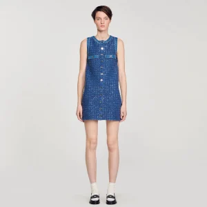Vestidos<Sandro Paris Vestido Corto Trapecio De Tweed