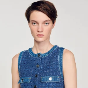Vestidos<Sandro Paris Vestido Corto Trapecio De Tweed