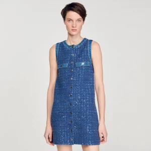 Vestidos<Sandro Paris Vestido Corto Trapecio De Tweed