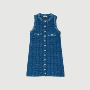 Vestidos<Sandro Paris Vestido Corto Trapecio De Tweed