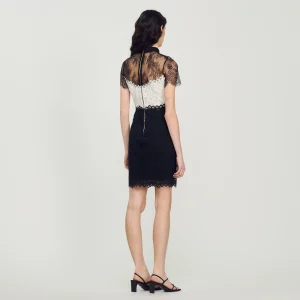 Vestidos<Sandro Paris Vestido De Encaje Bicolor