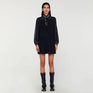 Vestidos<Sandro Paris Vestido Fluido De Muselina