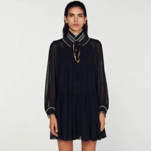 Vestidos<Sandro Paris Vestido Fluido De Muselina