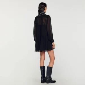 Vestidos<Sandro Paris Vestido Fluido De Muselina