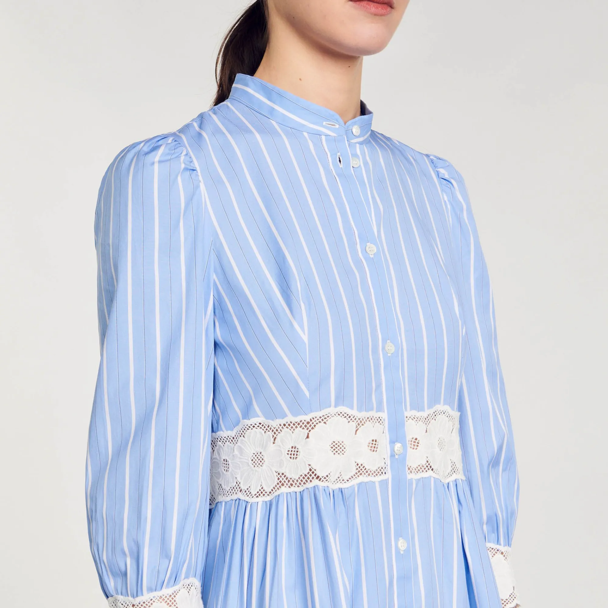 vestido_largo_a_rayas_de_algodon_2.webp Vestidos<Sandro Paris Vestido Largo A Rayas De Algodon