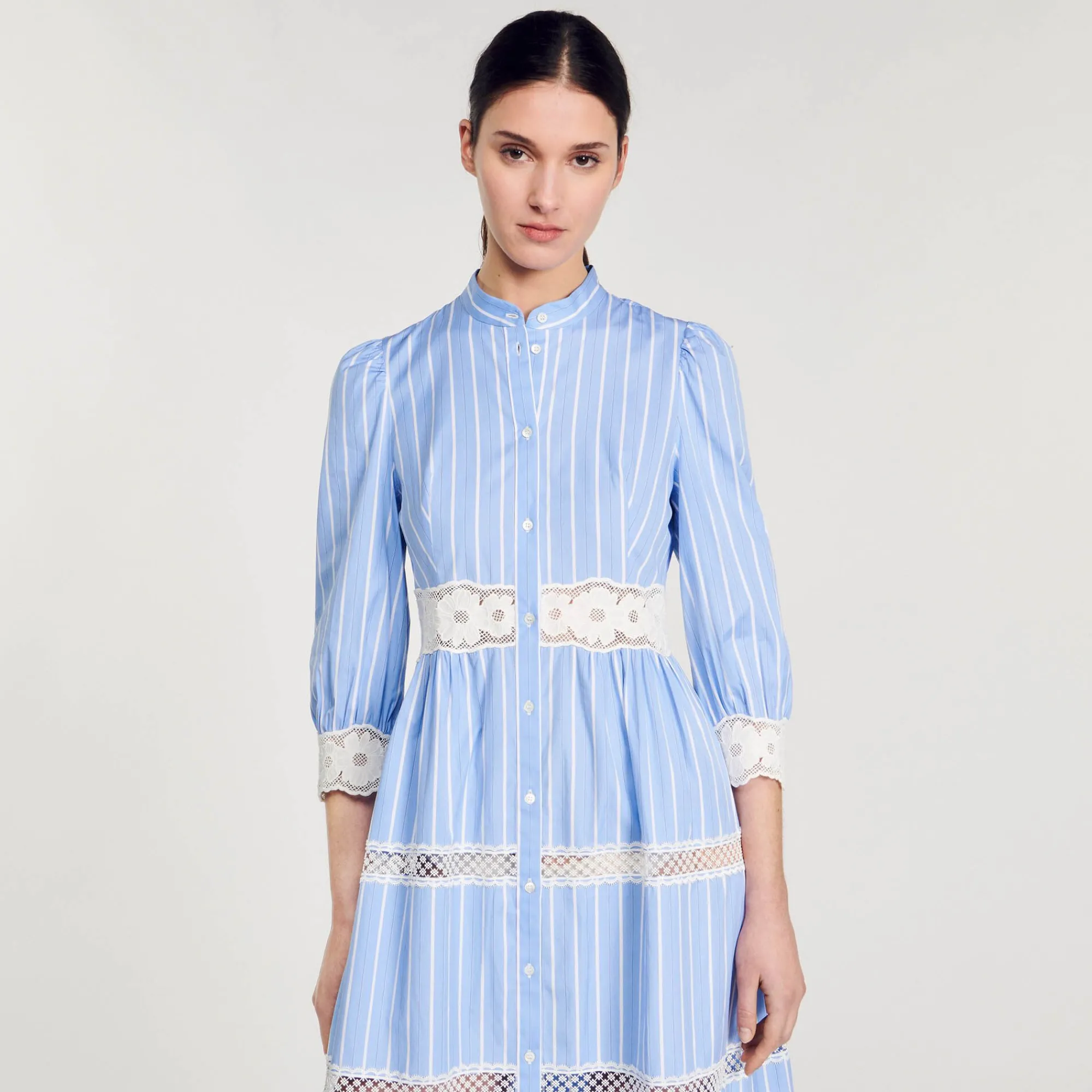 vestido_largo_a_rayas_de_algodon_3.webp Vestidos<Sandro Paris Vestido Largo A Rayas De Algodon