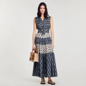Vestidos<Sandro Paris Vestido Largo Con Estampado Paisley