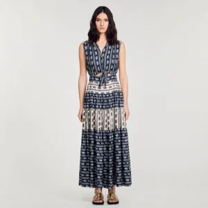 Vestidos<Sandro Paris Vestido Largo Con Estampado Paisley