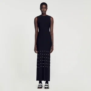 Vestidos<Sandro Paris Vestido Largo Con Flecos
