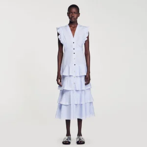 Vestidos<Sandro Paris Vestido Largo Con Volantes