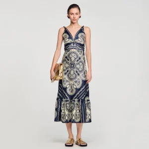 Vestidos<Sandro Paris Vestido Largo Estampado