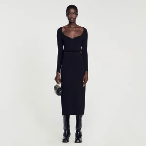 Vestidos<Sandro Paris Vestido Midi Calado