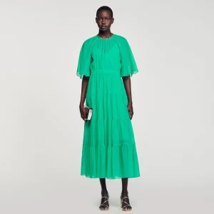 Vestidos<Sandro Paris Vestido Midi Con Cuello Con Brillantes
