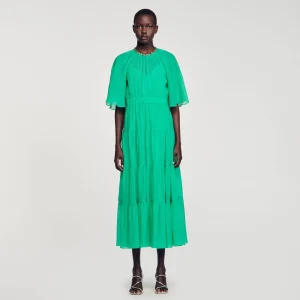 Vestidos<Sandro Paris Vestido Midi Con Cuello Con Brillantes