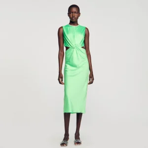 Vestidos<Sandro Paris Vestido Midi Con Nudo