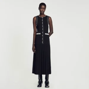 Vestidos<Sandro Paris Vestido Midi De Punto