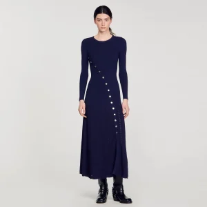 Vestidos<Sandro Paris Vestido Midi De Punto