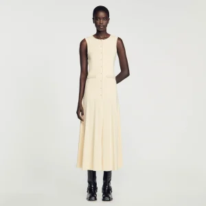 Vestidos<Sandro Paris Vestido Midi De Punto