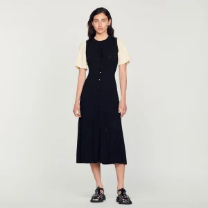 Vestidos<Sandro Paris Vestido Midi De Punto