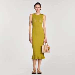 Vestidos<Sandro Paris Vestido Midi De Punto