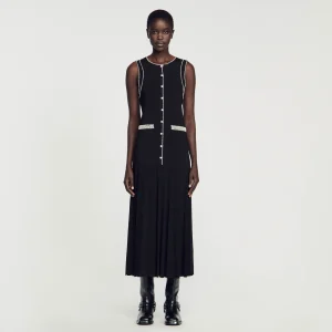 Vestidos<Sandro Paris Vestido Midi De Punto
