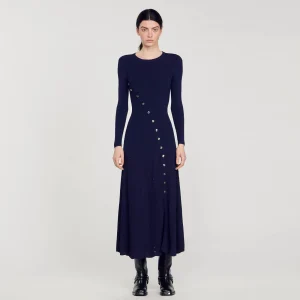 Vestidos<Sandro Paris Vestido Midi De Punto