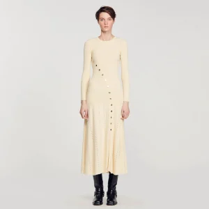 Vestidos<Sandro Paris Vestido Midi De Punto