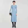 Vestidos<Sandro Paris Vestido Midi De Punto Con Mangas Largas