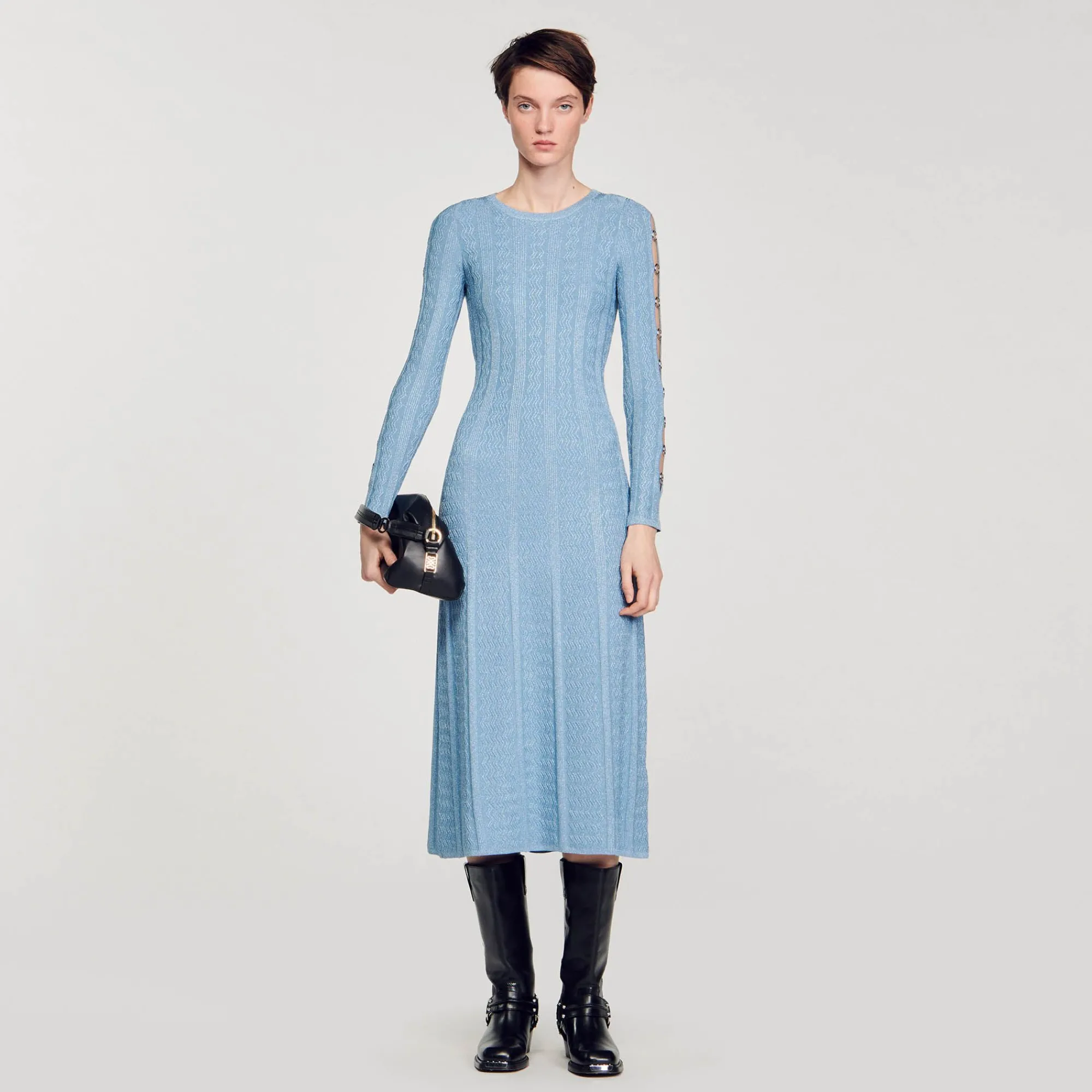 vestido_midi_de_punto_con_mangas_largas_0.webp Vestidos<Sandro Paris Vestido Midi De Punto Con Mangas Largas