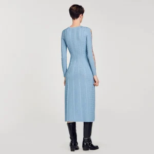 Vestidos<Sandro Paris Vestido Midi De Punto Con Mangas Largas