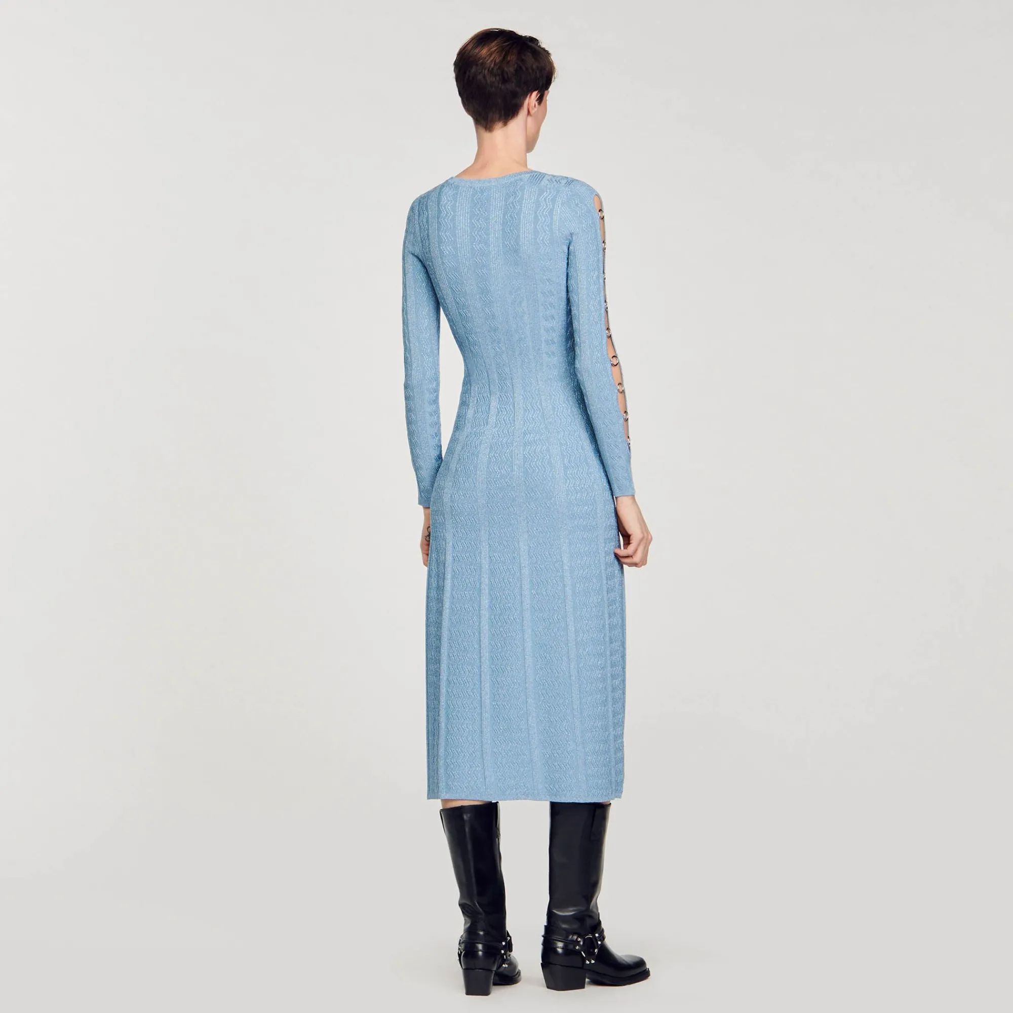 vestido_midi_de_punto_con_mangas_largas_4.webp Vestidos<Sandro Paris Vestido Midi De Punto Con Mangas Largas