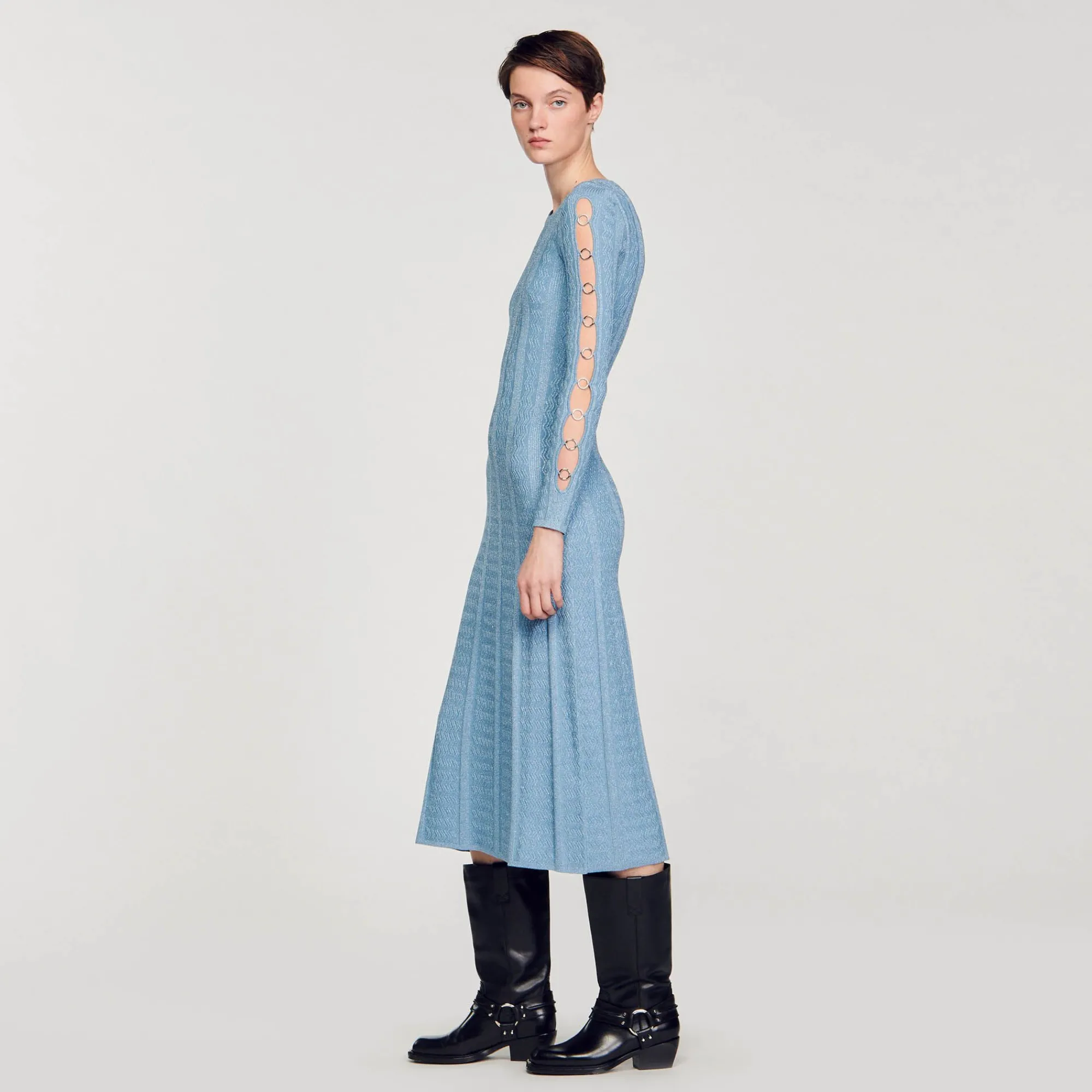 vestido_midi_de_punto_con_mangas_largas_5.webp Vestidos<Sandro Paris Vestido Midi De Punto Con Mangas Largas