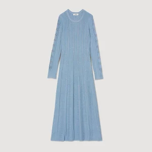 Vestidos<Sandro Paris Vestido Midi De Punto Con Mangas Largas