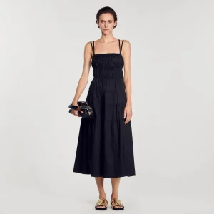 Vestidos<Sandro Paris Vestido Midi Fruncido