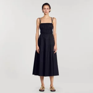 Vestidos<Sandro Paris Vestido Midi Fruncido