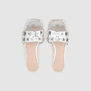 Sandalias De Tacón<Sandro Paris Zapatos Destalonados De Cuero Metalizado