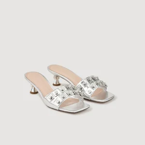 Sandalias De Tacón<Sandro Paris Zapatos Destalonados De Cuero Metalizado